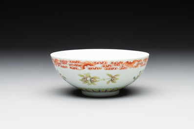 Three Chinese famille rose bowls, Tongzhi and Guangxu marks, 19th C.