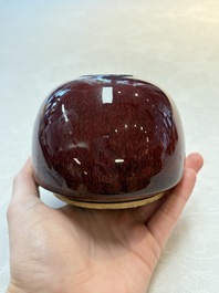Three Chinese copper-red-glazed water pots, Kangxi mark, 19th C.