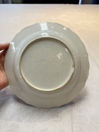 A Chinese famille rose 'roosters' eggshell plate, Yongzheng
