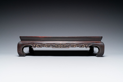 Three Chinese zitan wooden stands, 19/20th C.