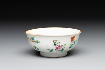 Three Chinese famille rose bowls, Tongzhi and Guangxu marks, 19th C.