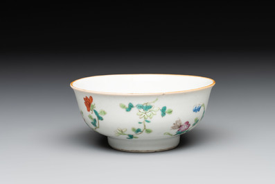 Three Chinese famille rose bowls, Tongzhi and Guangxu marks, 19th C.
