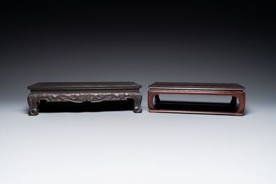 Three Chinese zitan wooden stands, 19/20th C.