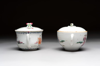 Five Chinese famille rose and qianjiang cai teapots and one wall vase, Qianlong and Guangxu marks, 19/20th C.