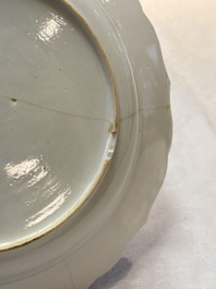 A Chinese famille rose 'roosters' eggshell plate, Yongzheng