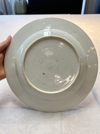 A pair of Chinese bianco sopra bianco armorial dishes with the arms of van Herzeele for the Dutch market, Qianlong, ca. 1740-1745