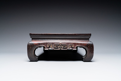 Three Chinese zitan wooden stands, 19/20th C.