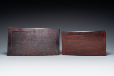 Three Chinese zitan wooden stands, 19/20th C.