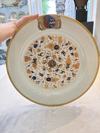 A large Chinese Imari-style armorial dish with the arms of Turner impaling Page for the English market, Kangxi, ca. 1718