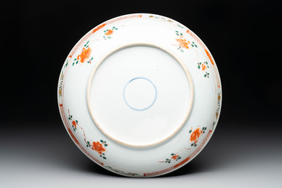A Chinese famille verte 'ladies in a garden' dish, Kangxi