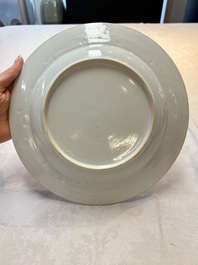 A pair of Chinese bianco sopra bianco armorial dishes with the arms of van Herzeele for the Dutch market, Qianlong, ca. 1740-1745