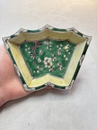 A Chinese verte biscuit 12-piece 'plum blossoms' sweetmeat set in a case, Kangxi