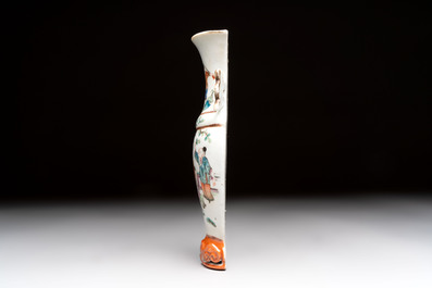 Five Chinese famille rose and qianjiang cai teapots and one wall vase, Qianlong and Guangxu marks, 19/20th C.