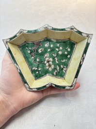 A Chinese verte biscuit 12-piece 'plum blossoms' sweetmeat set in a case, Kangxi