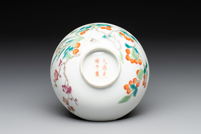 Three Chinese famille rose bowls, Tongzhi and Guangxu marks, 19th C.