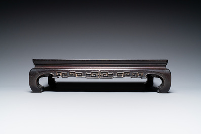 Three Chinese zitan wooden stands, 19/20th C.