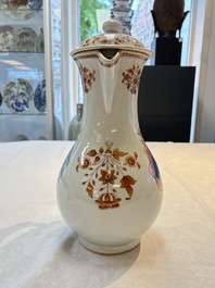 A massive Chinese famille rose armorial ewer with the arms of Faverolles for the French market, Qianlong, ca. 1765