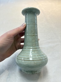A Chinese Longquan celadon vase, possibly Yuan/Ming