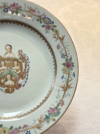 A Chinese famille rose armorial plate with the arms of William Ellis for the English market, Qianlong, ca. 1755