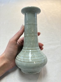 A Chinese Longquan celadon vase, possibly Yuan/Ming