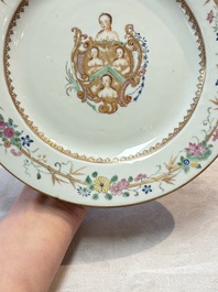 A Chinese famille rose armorial plate with the arms of William Ellis for the English market, Qianlong, ca. 1755