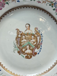 A Chinese famille rose armorial plate with the arms of William Ellis for the English market, Qianlong, ca. 1755