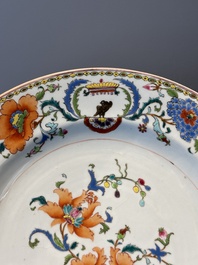 A pair of large Chinese famille rose 'Madame de Pompadour' dishes, Qianlong, ca. 1745