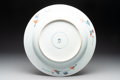 A rare Chinese Imari-style armorial dish with the arms of Ferrand for the French market, Kangxi, ca. 1715