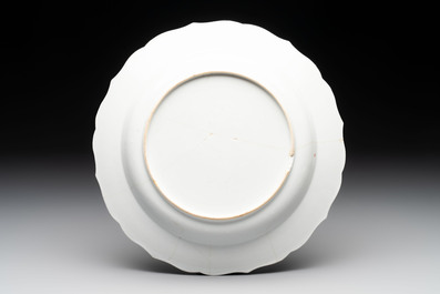 A Chinese famille rose 'roosters' eggshell plate, Yongzheng