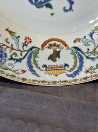 A pair of large Chinese famille rose 'Madame de Pompadour' dishes, Qianlong, ca. 1745
