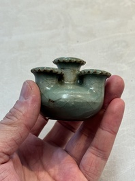 A rare Chinese Longquan celadon quadruple-neck incense holder, Southern Song