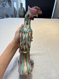 A rare pair of Chinese famille rose models of phoenixes, Qianlong