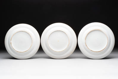 A Chinese Canton famille rose 12-piece diner service with figural design, 19th C.