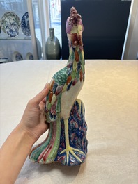 A rare pair of Chinese famille rose models of phoenixes, Qianlong