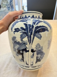 A Chinese blue and white 'Lian Sheng San Ji 連升三級' vase, Transitional period