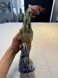 A rare pair of Chinese famille rose models of phoenixes, Qianlong