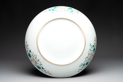A massive Chinese famille verte dish with narrative design, 19th C.