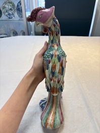 A rare pair of Chinese famille rose models of phoenixes, Qianlong
