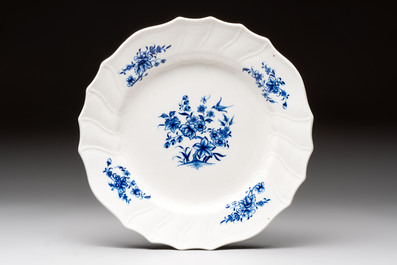 13 blue and white Tournai porcelain plates with floral design, 18/19th C.