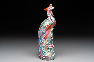 A Chinese famille rose model of a phoenix, 19th C.