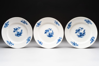 13 blue and white Tournai porcelain plates with floral design, 18/19th C.