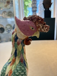 A rare pair of Chinese famille rose models of phoenixes, Qianlong
