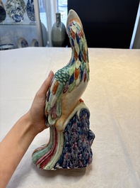A rare pair of Chinese famille rose models of phoenixes, Qianlong