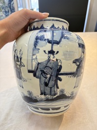 A Chinese blue and white 'Lian Sheng San Ji 連升三級' vase, Transitional period
