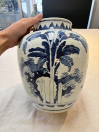 A Chinese blue and white 'Lian Sheng San Ji 連升三級' vase, Transitional period