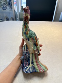 A rare pair of Chinese famille rose models of phoenixes, Qianlong