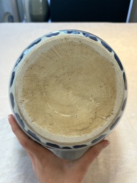A Chinese blue and white 'Lian Sheng San Ji 連升三級' vase, Transitional period