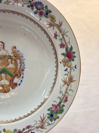 A pair of Chinese famille rose armorial soup plates with the arms of William Ellis for the English market, Qianlong, ca. 1755