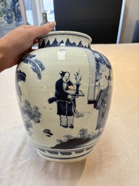 A Chinese blue and white 'Lian Sheng San Ji 連升三級' vase, Transitional period