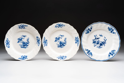 13 blue and white Tournai porcelain plates with floral design, 18/19th C.
